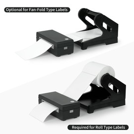 Label Holder for Rolls and Fan-Fold Labels, Shipping Label Roll Holder for Desktop Label Printer, Black