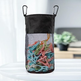 GNEGNI LIFE Clothes Peg Bag Mesh Clothes Peg Bag with Hooks for Hanging Clothes Pegs 300 Compartments Portable Clothes Peg Bag Quick Drying Bag for Clothes Pegs, black, Peg Bag