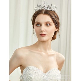 Chinshwehaw Vintage Baroque Pearl Crown Hair Accessory Women's Wedding Crown Pageant Tiara Bridal Headpiece Pearl Headbands