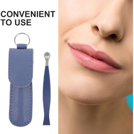 CLISPEED Recortadora Manual de Vello Nasal de Acero Inoxidable Punta Redonda, Color Azul Claro, Herramienta de Prensado para Cejas y Vello Facial, Incluye Estuche de Protección, Uso