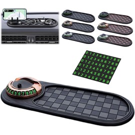 SNNAQSFR 2026 New Multifunctional Car Dashboard Mobile Phone Holder Anti Slip Phone Mat for Car Rotatable Car Dashboard Accessories with Temporary Car Parking Card Number Plate Phone Mount (A-Gold)