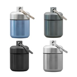 Bojueshaw 4pcs Keychain Pill Organizer,Waterproof Portable Pill Case,Mini Metal Container for Vitamins,Spices,Jewelry & Essentials(4 Colors)