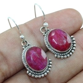 Kanika Jewelry Trove Ruby Gemstone 925 Sterling Silver Bridal Earrings for Womens Gift