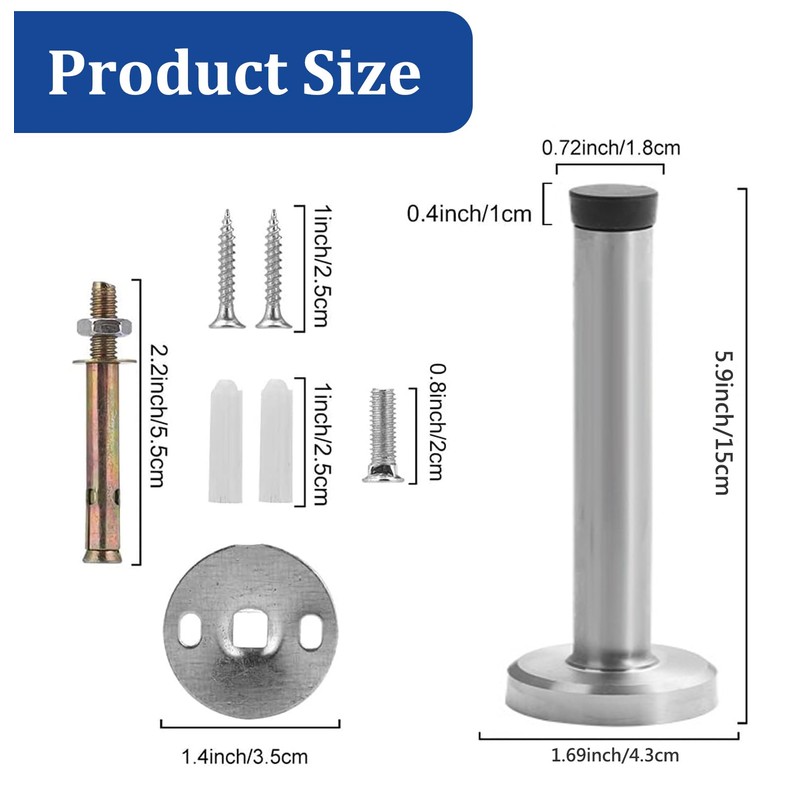 Misuyue Wall Door Stop, Stainless Steel, 15 cm, Wall Mounted