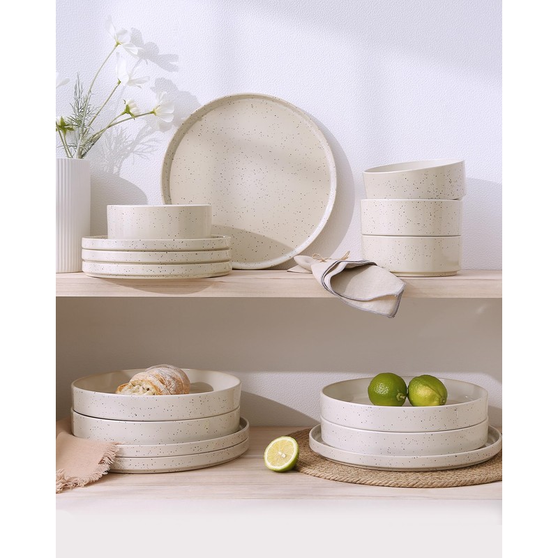 Famiware Nebula Plates and Bowls Sets, 12 Pieces Dinnerware Sets,