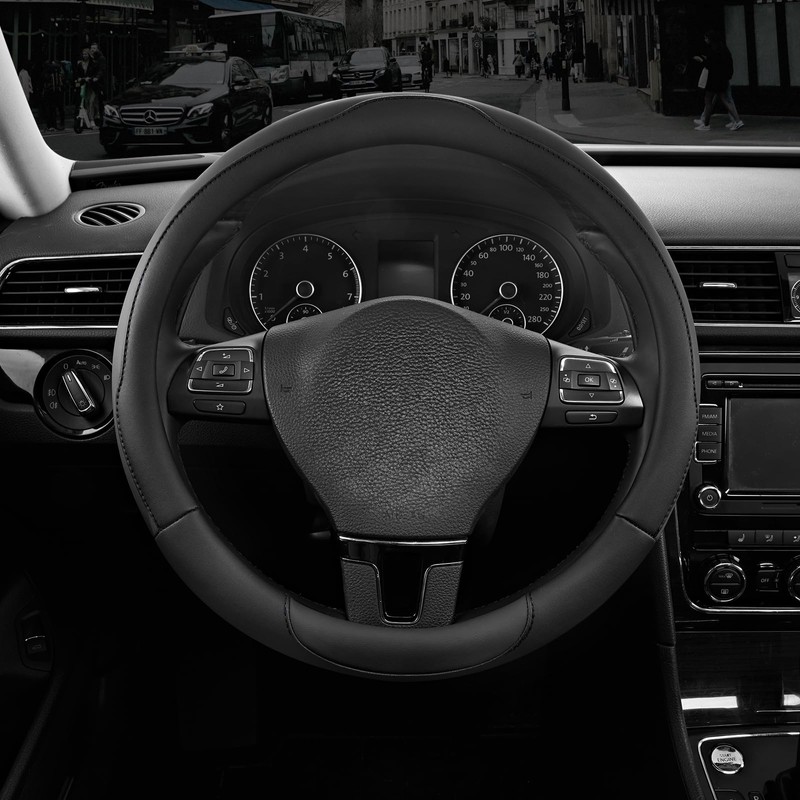 Steering Wheel Cover, Breathable Anti-Slip Leather Steering Wheel Cover, Universal