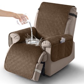 Timeles 100% Waterproof Recliner Chair Covers,Washable Chair Cover that Stay in Place with Pocket,Reclining Covers for Recliner Chair for Pets & Dogs (Medium: 25", Coffee)