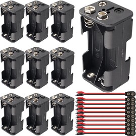 DKARDU 10 PCS 4X 1.5V AA Battery Holder 6V Battery Case Box with I-Type Battery Snap Connector Wire Leads Alligator Clip Kit, 4 Slots 1.5V Plastic Box for LED Light RC Cars, for Arduino Projects