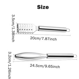 2 Pieces Fish Scaler Tool, Stainless Steel Skin Remover Fish Scaler Brush with Handle Kitchen Cleaning Tools(Sliver)