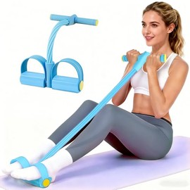 Pedal Resistance Bands with Handles, Upgrade 6-Tubes Manual Tension Training Pedal, Natural Rubber Foot Pedal Resistance Bands, Multifunction Fitness Bands for Abdomen, Waist, Arm, Leg