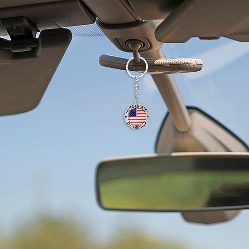 2 Pieces American Flag Keychains, Metal Pendant Keychains, Creative Flagpole