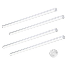 be studied 4FT Linkable 60W LED Shop Lights with Socket 3000K 4000K 6000K 6000LM for Garages Shop, Linear Work Light Fixture Hanging or FlushMount with Plug, ETL 4 Pack