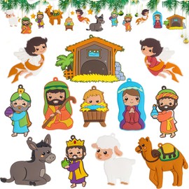 kockuu 12 adornos de Navidad para belén de Navidad, adornos de belén para árbol de Navidad, bonitas cifras religiosas cristianas de plástico, adornos