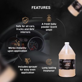 Lane's Premium Car Air Fresheners - Baby Powder Scent Water Based - 128oz Eliminate Bad Odors of Pet & Food From Car Interior Leather, Carpet, Upholstery Great For Cars, Trucks, SUVs, RVs & More