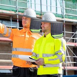 2 Pieces Hard Hat Sun Shade Full Brim Mesh Neck Sunshade Cover with Reflective Strip High Visibility Sun Visor for Outdoor Sunshading Activities (Grey)