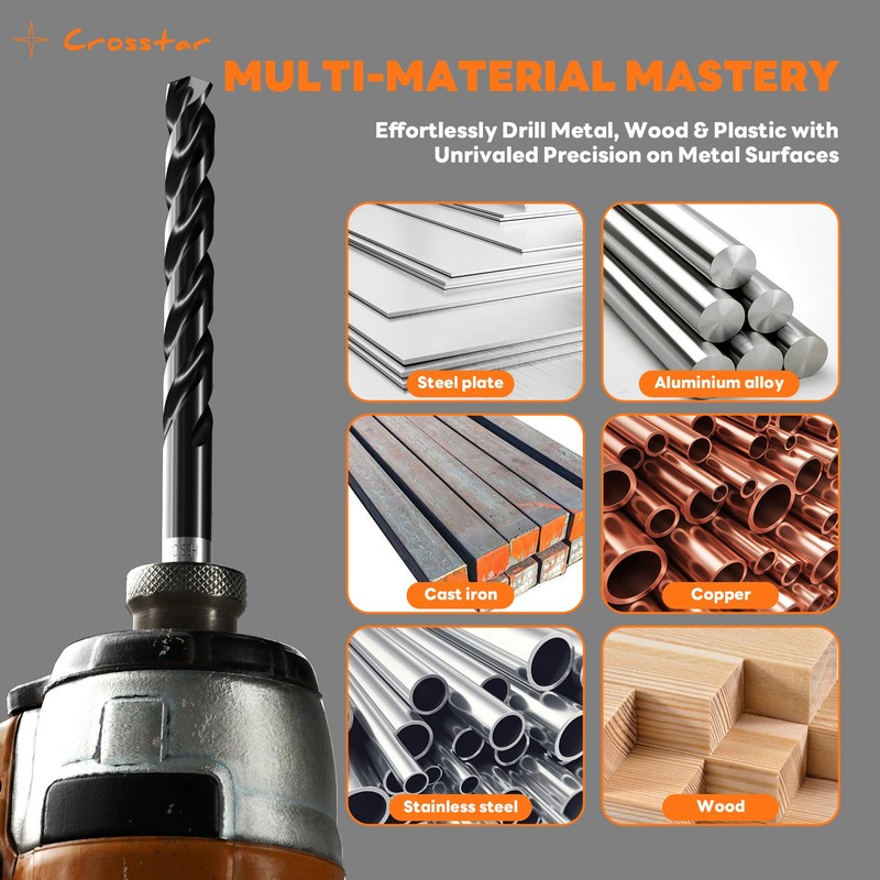 Crosstar M35 Cobalt Drill Bit Set for Hardened Metal &