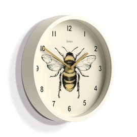 JONES CLOCKS® Bee Wall Clock - Bee Home Accessories - Bee Gifts - Kitchen Clock - Living Room Clock - Office Clock - Modern Clock - Small Wall Clock - Designer Clock - Decorative Dial (White)