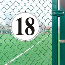 i-CowFun Premium Round Aluminum Number Signs 18 - Metal 12" in Diameter Parking Spot Number Sign Outdoor, Large, for Lot, Aisle, Tennis Court, Building, Dock, Field, Perforated, Weather-Resistant