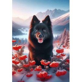 Schipperke - Best of Breed DCR Winter Berries Garden Flag