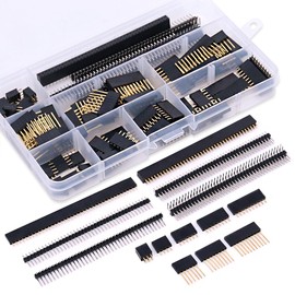 Glarks 112Pcs 2.54mm Male and Female Pin Connector Assortment Kit, 100pcs Stackable Shield and 12pcs Breakaway PCB Board Pin Header for Arduino Prototype Shield