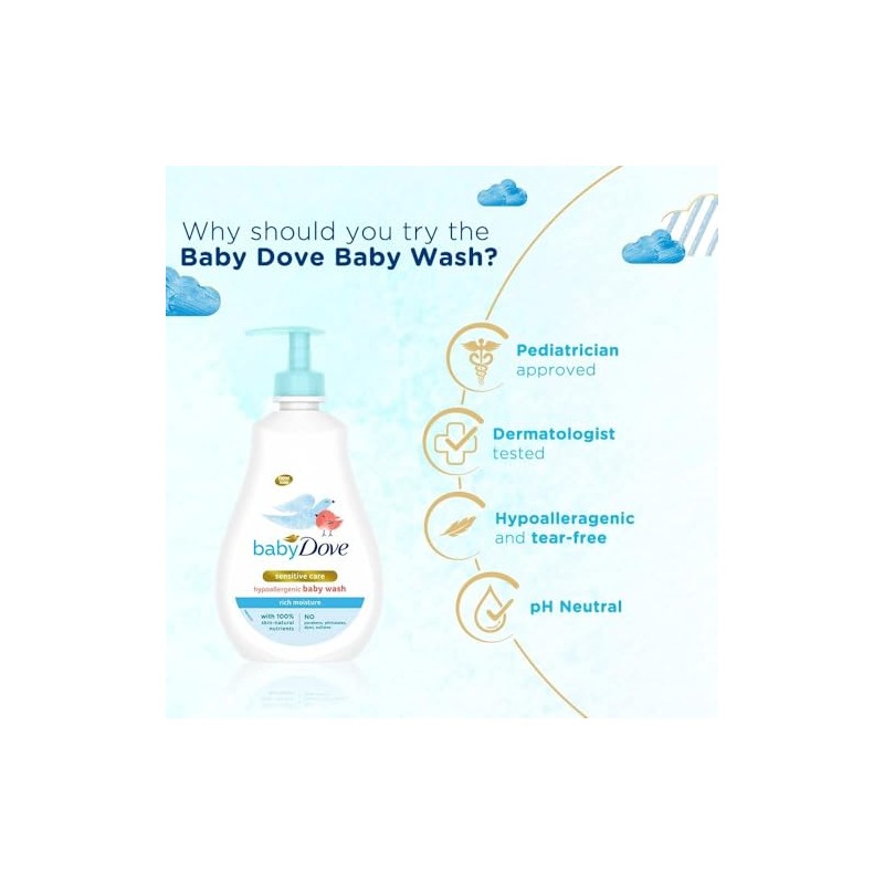 DOVE BABY BODY WASH FRAGANCE FREE SENSITIVE 200ML
