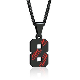 Aiyo Fashion Inspiration Baseball Necklaces Baseball Jersey Number 0-99 Necklace Stainless Steel Baseball Chain Number Pendant Necklace Baseball Team Jewelry Gift for Boys girls