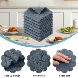smiry Mricrofiber Cleaning Cloths, 8 Pack Extra Soft and Absorbent Kitchen Towels, 10" x 10" Multiple-use Non-Linting Reusable Cloths for Kitchen, Dish, Household Cleaning, Dark Grey