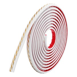 uxcell Peel and Stick Molding Trim for Walls 0.8" x 16 ft Flexible Mirror Molding Trim Self-Adhesive Wall Paneling Strip Wallpaper Border for DIY Floor Wall Baseboard, White/Gold