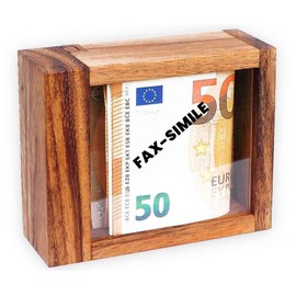 Logica Spiele Art Money Cabinet with Trick XL - Secret Box - Trick Box - Magic Box - Wooden Thinking Game - Difficulty 5/6 Incredible - Puzzle Game - Patience Game - Leonardo da Vinci Collection