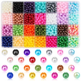 CCINEE 1960 Pcs Pearl Beads,28 Colors Multicolored Loose Spacer Beads with Hole for for Bracelets Crafts and Jewelry