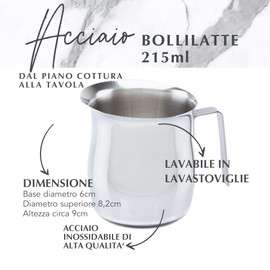 Fackelmann Bollilatte 4 tazze, scalda latte in acciaio, versalatte per cappuccino, bricco latte professionale