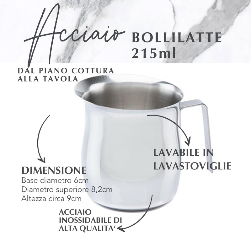 Fackelmann Bollilatte 4 tazze, scalda latte in acciaio, versalatte per