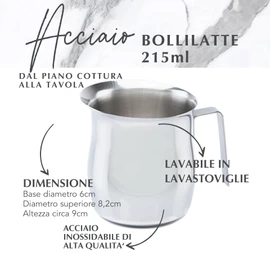 Fackelmann Bollilatte 4 tazze, scalda latte in acciaio, versalatte per cappuccino, bricco latte professionale