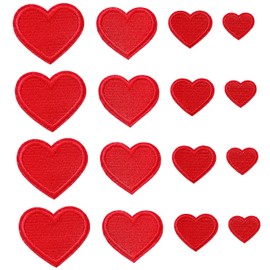 Zlettery 24pcs Red Heart Iron on Patches, Heart Embroidered Patches for Clothing, Jackets, Hats,Backpacks, Jeans