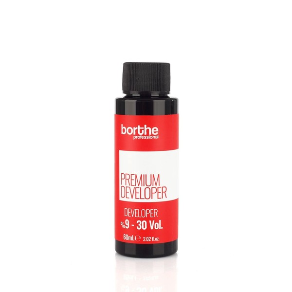 Borthe Mini Professional Cream Hair Developer Activator Peroxide for Hair Colouring, Long Lasting Colour and Grey Coverage, 60 ml, 9% 30 Volume