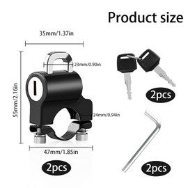 RYAN 2 Pieces Helmet Lock Motorcycle Motorcycle Helmet Lock with 4 Keys and Accessories Helmet Padlock Universal Safety Lock for Handlebar Tubes Motorcycles Bicycles or Scooters (22 mm)
