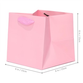 LFCXHTY Pink Paper Gift Bag Small Square Bottom Paper Bags With Handles(Pink, 6 x 6 x 6 in, 10 CT)