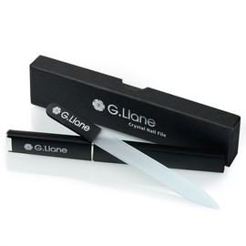 G.Liane Professional Crystal Glass Nail File with Case Double Sided Manicure Pedicure Glass Nail File Luxury Quality Crystal Nail File Case Glass Nail File Black