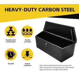 MaxxHaul 80350 Black Steel Tongue Box Tool Chest, Tool Box Trailer Storage Organizer with Lock and Keys, for Pick Up Truck Bed, RV
