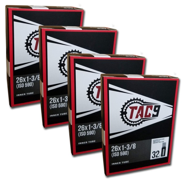 TAC 9 4 Pack Tube, 26" x 1-3/8" Regular Schrader Valve, 32mm (ISO/ETRTO 590) - 4 Tube Bundle