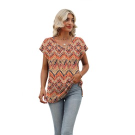 Loose Shirts for Women Casual Short Sleeve V Neck Tank Womens Summer Tops Print Boho XXL