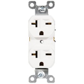 SHADID 220V / 240V / 250V Single Wall Outlet, Nema 6-20R Receptacle, 20 Amp Electrical Switch, Industrial Grade, Round/Duplex, White, 52477-WH