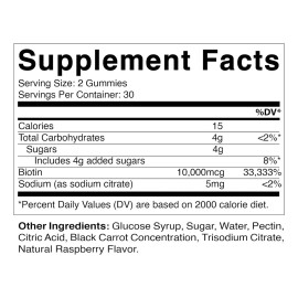 Vitamatic Gomitas De Biotina 10,000 Mcg Para Cabello Ms Fuerte, Piel Y Uas, 60 Gomitas Veganas, Tambin Llamadas Vitamina B7                           