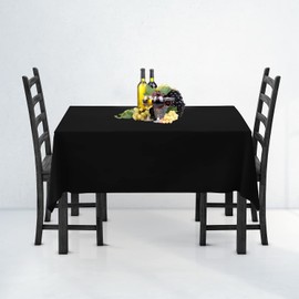 WedDecor Premium Quality 60 x 102 Inch Black 1pc Rectangular Tablecloth Durable Polyester Fabric Table Cover for Wedding Birthday Anniversary Dinner Parties Events Decoration