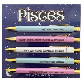 sesameless Star Sign Pen Set 5 PCS Zodiac Horoscope Astrology Ballpoint Pens Birthday Gifts for Friends Teacher School Office Supplies (Pisces)
