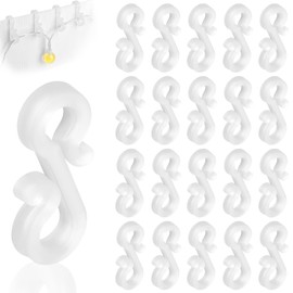 Flintronic Gutter Hooks for Outdoor Lights, 30 Pcs Plastic S Gutter Clips for Christmas Lights, Clips Hanger for Xmas Party, Icicle Fairy Lights, String/Rope Lights Decorations (White)