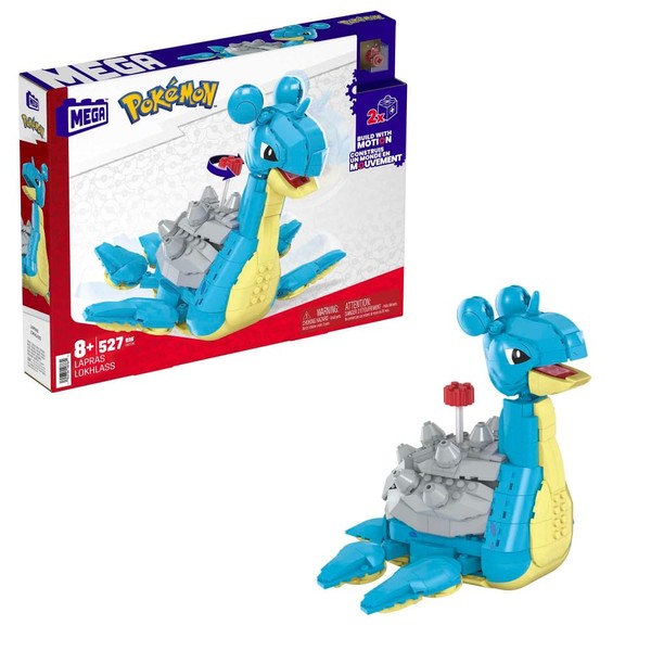MEGA Pokémon Action Figure Building Toys Set for Kids, Lapras with 527 Pieces and Motion, Buildable and Poseable, 7 Inches Tall, HKT26