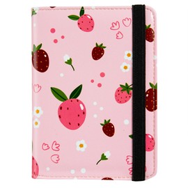 BECEERE Passport Holder Covers,Premium Leather Passport Holder,with RFID Blocking,Travel Documents Organizer Protector,Cute Passport Wallet for Women/Men (Strawberries)