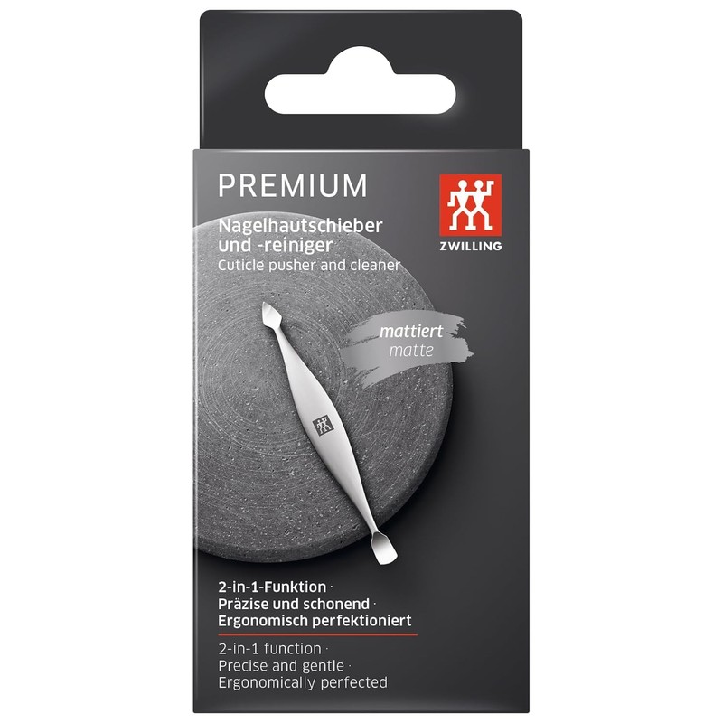 ZWILLING Premium Silver 90mm Cuticle Pusher (Nail Cleanser, Dual Instrument,