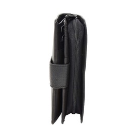 Womens Soft Real Leather Purse Trifold Booklet Clutch Credit Card Coins Banknotes Holder AL22 (Black)